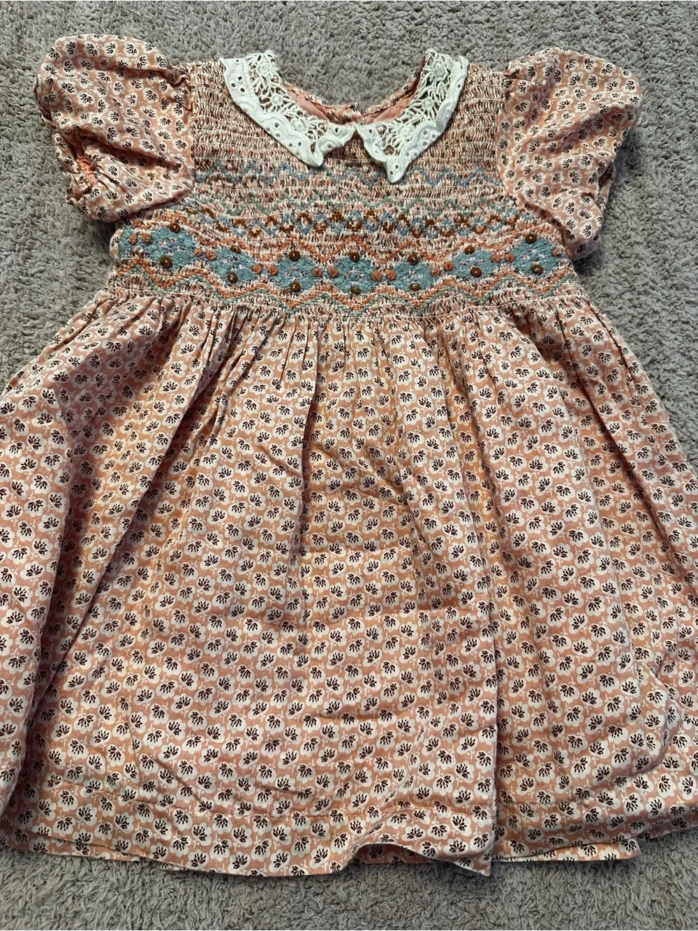 🌸 Next Smocked Floral 3-Piece Outfit Set 12-18M Boho EUC